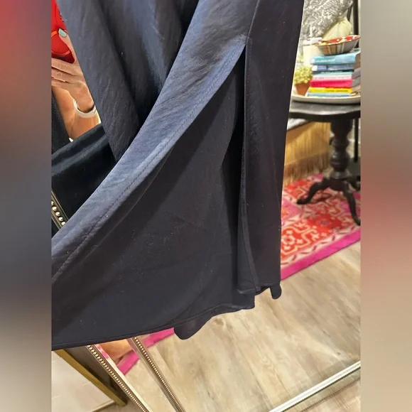 Classic Navy Satin Slip Skirt - Women - Picture 11 of 16